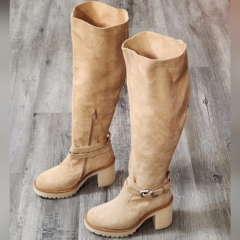 Free People Jasper Leather Platform‎ Over The Knee Tall  Boots
